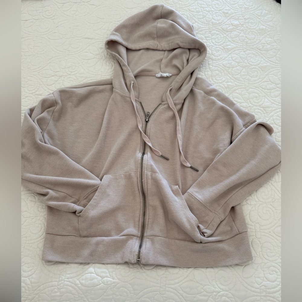 Hippie Rose Tan Zip-Up Hoodie
